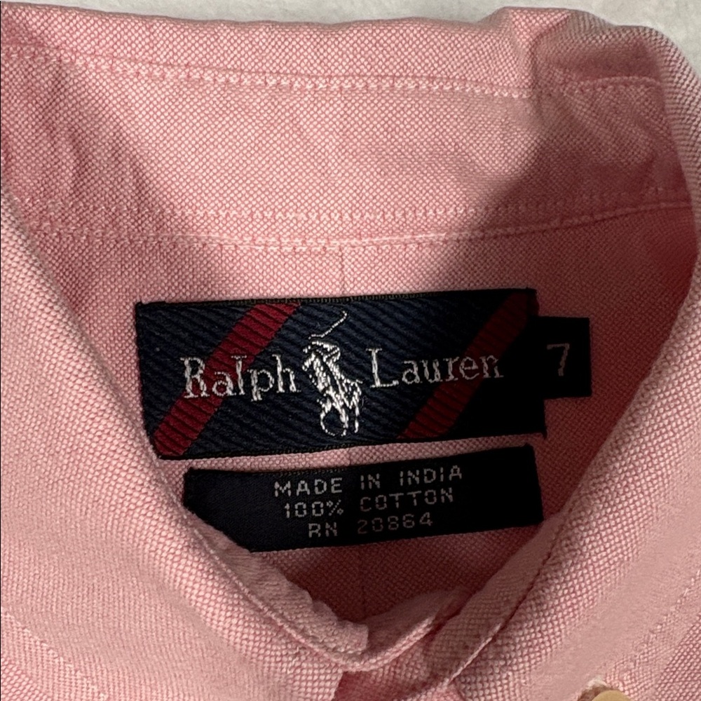 Polo Ralph Lauren Boy's Cotton Oxford Shirt Pink Size 7 Pony Preppy Classic - Picture 2 of 9